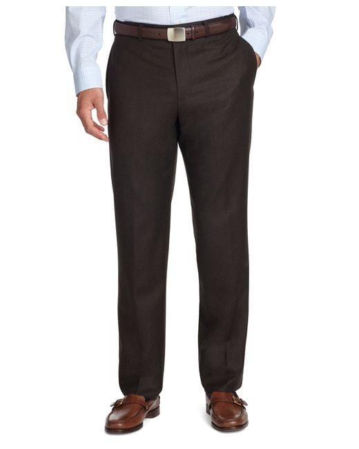 Brooks brothers Fitzgerald Fit Plain-front Flannel Trousers in Brown ...