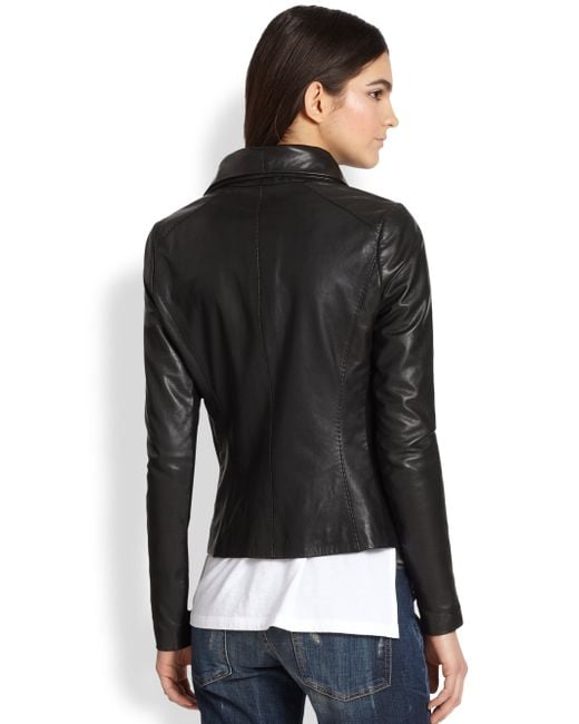 Vince Leather Scuba Jacket in Black | Lyst