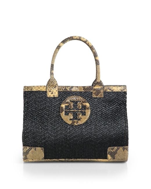 Tory burch Ella Mini Tote in Black - Save 46% | Lyst