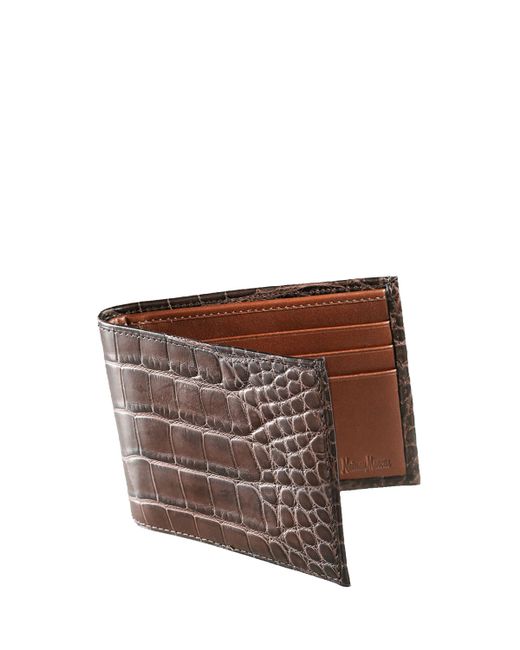 Neiman marcus Alligator Bi-fold Wallet in Brown for Men | Lyst