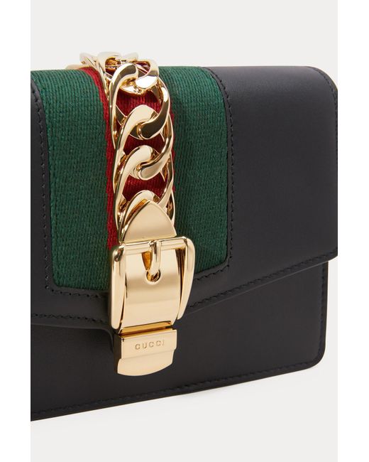 Lyst - Gucci Sylvie Leather Mini Chain Bag in Black