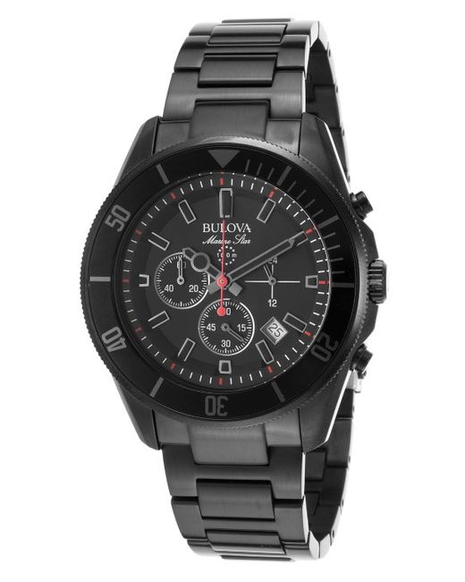 bulova men's black ip chronograph watch