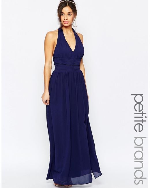 Tfnc london  Wedding  Halter Chiffon Maxi Dress  Navy in 