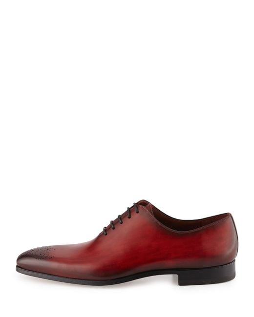 Neiman marcus Leather Lace-up Shoe in Red for Men | Lyst