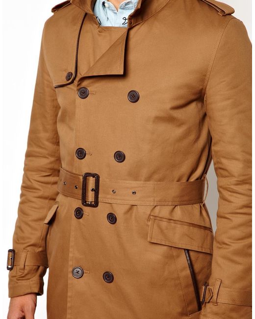 Asos Trench Coat With Belt In Tobacco in Brown for Men (Tobacco) Lyst