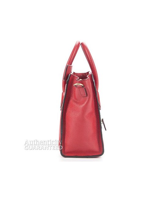 celine red leather luggage