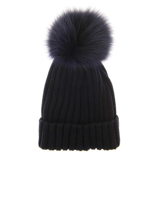 Moncler Berretto Rib-knit Wool & Fur Pompom Hat in Black - Save 62% | Lyst