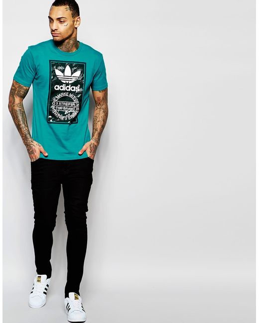 Adidas Originals T Shirt With Camo Label Print Aj7148 In adidas originals t shirt with camo label print aj7148 in