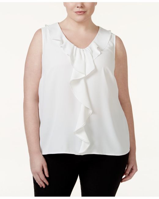 nine west plus size sleeveless inverted pleat to