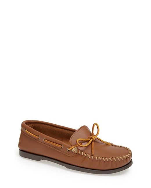 Minnetonka Leather Camp Moccasin in Brown for Men | Lyst