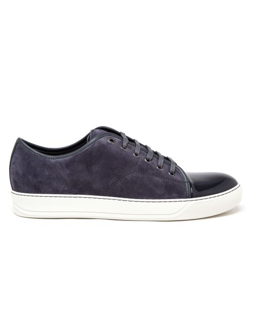 Lanvin Dark Grey Suede And Patent Leather Sneakers in Gray for Men ...