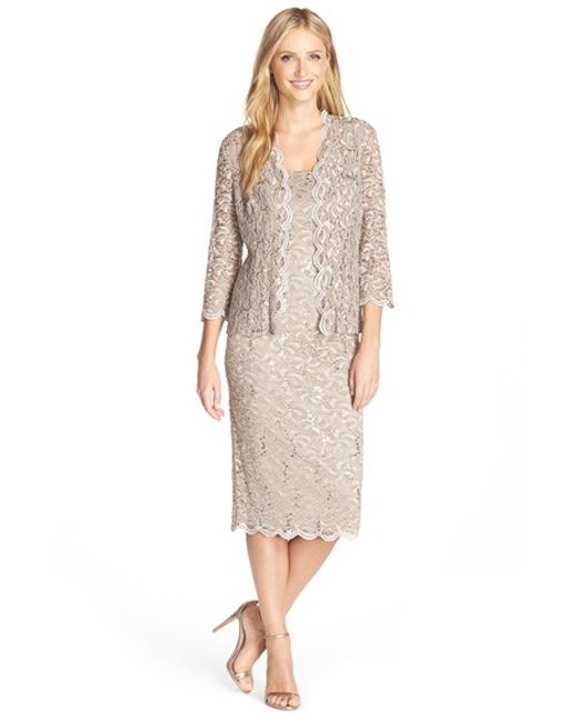 Alex evenings Lace Dress & Jacket in Beige (CHAMPAGNE) | Lyst