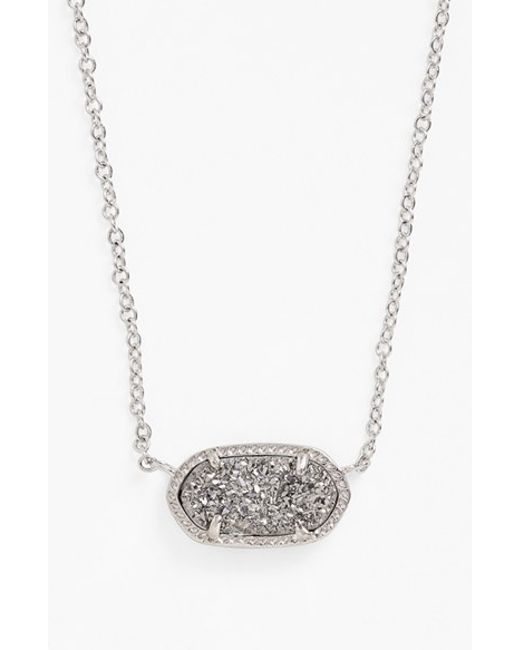 Kendra scott 'elisa' Pendant Necklace in Silver (silver/ platinum drusy