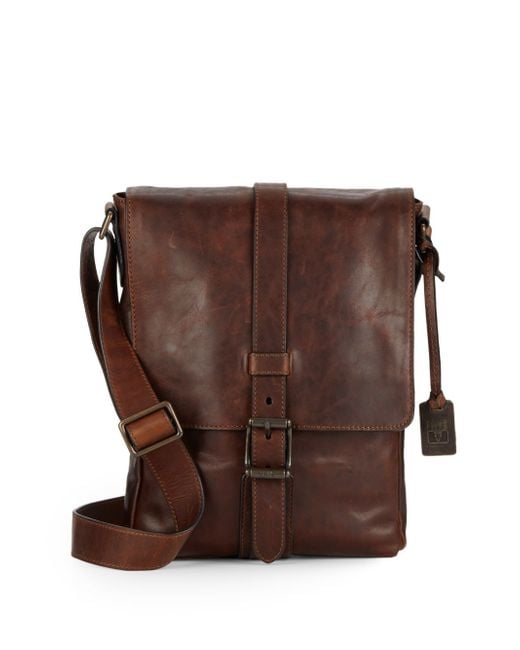 Frye Logan Small Leather Messenger Bag in Brown for Men (dark brown) | Lyst