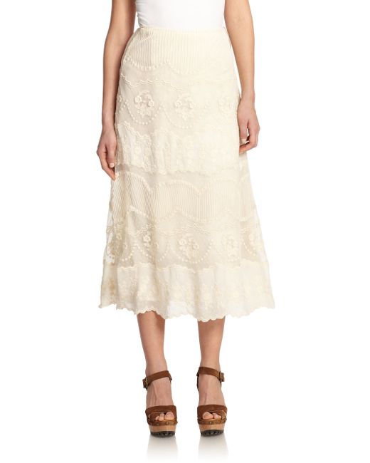 Polo ralph lauren Lace Embroidered Wrap Skirt in Beige (LUXURY CREAM ...