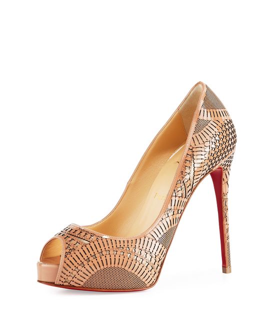 Christian louboutin Suellena Laser-Cut Leather Pumps in Beige ...