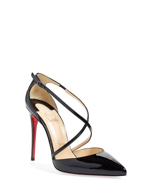 Christian louboutin Blake Crossover Patent Leather Pumps in Black ...