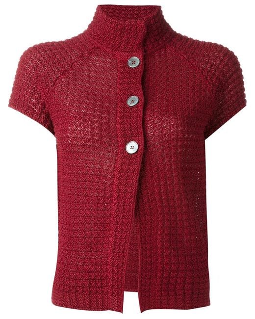 Eleventy Short Sleeve Knit Jacket in Red - Save 21% Lyst