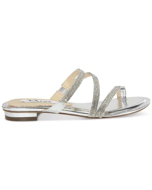 Nina Kaileen Flat Evening Sandals in Gold (Silver) | Lyst