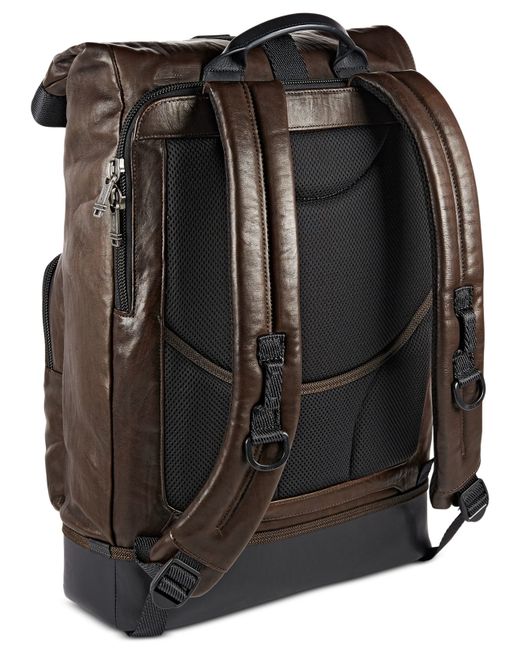 Tumi Alpha Bravo Luke Roll-top Leather Backpack in Brown for Men (Dark ...