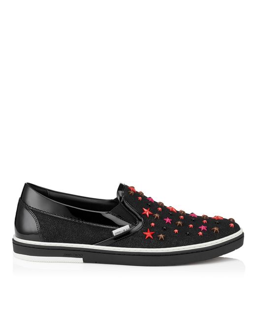 Jimmy choo Grove Olympic Red Denim Slip On Trainers With Multi Mix ...