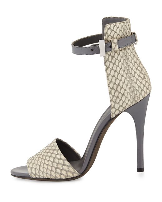 snakeskin strap sandals