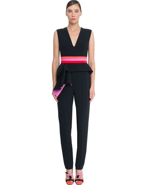 Crew Neck Cutout Belt Plain Sleeveless Jumpsuits