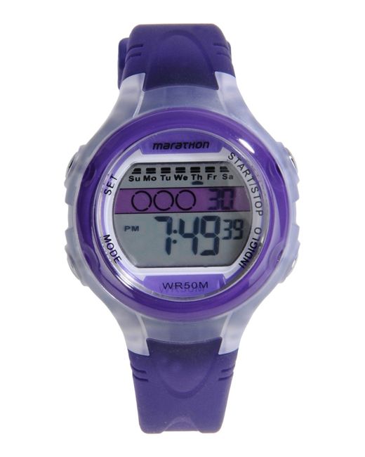 purple wrist watch