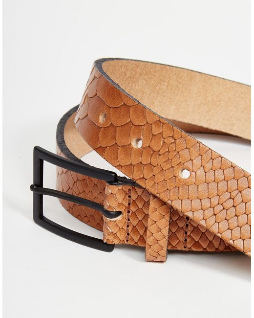 Asos Smart Leather Belt In Snakeskin in Brown for Men (Camel) - Save 61% | Lyst