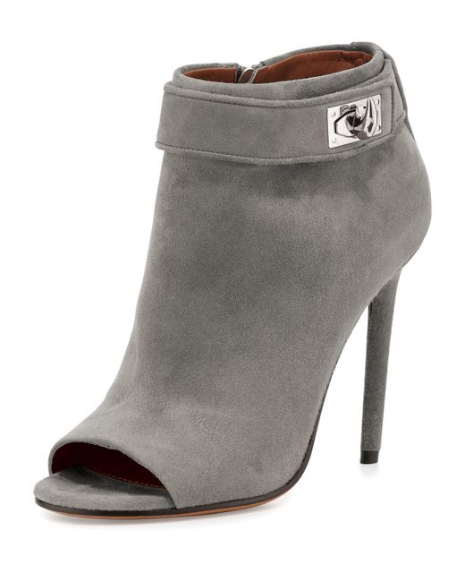 grey open toe bootie