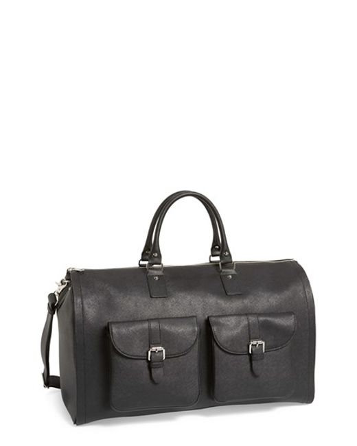 Hook + albert Saffiano Leather Garment/duffel Bag in Black for Men | Lyst