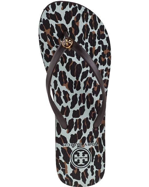 leopard tory burch flip flops