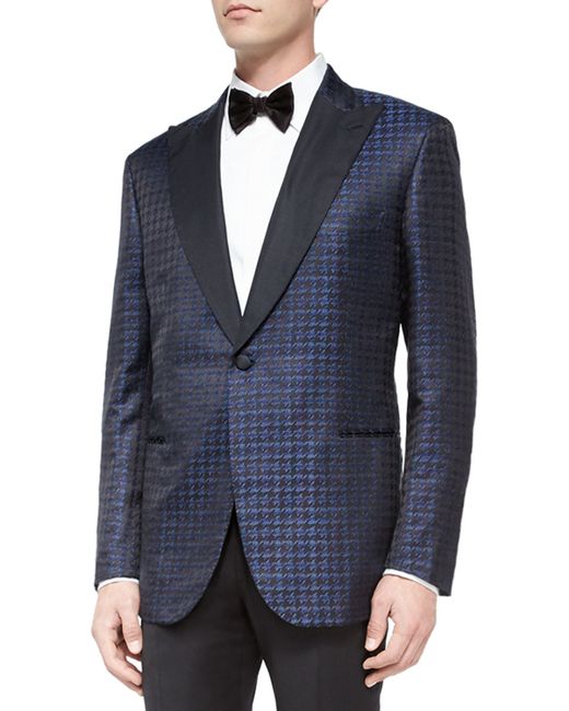Brioni Exaggerated Houndstooth Dinner Jacket in Blue for Men | Lyst