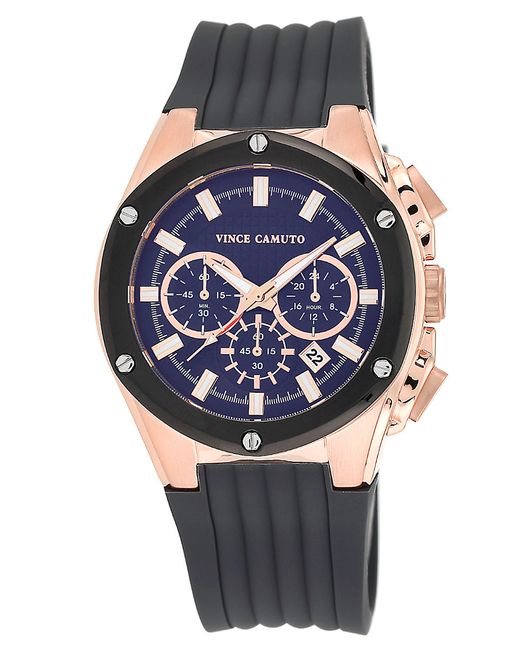 Vince camuto Mens Rose Goldtone And Silicon Strap Watch in Black for ...