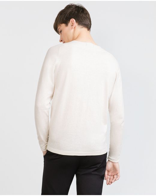 Zara Fine Knit Sweater in White for Men (Ecru) Lyst