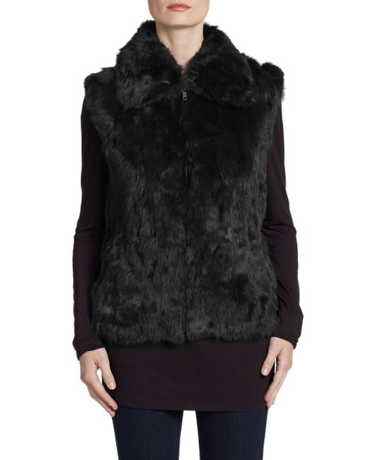 Lyst - Surell Rabbit Fur Vest in Black - Save 62%
