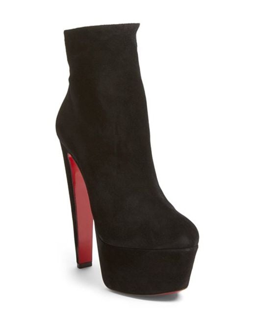 Christian louboutin Fierce Suede Platform Boots in Black - Save 20 ...