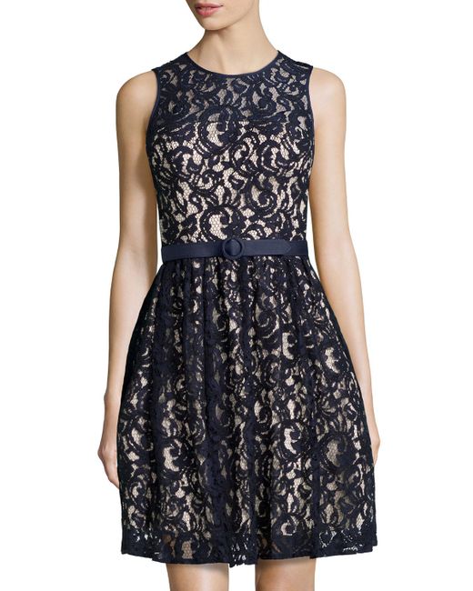 Eliza j Lace Fit & Flare Dress in Blue - Save 58% | Lyst