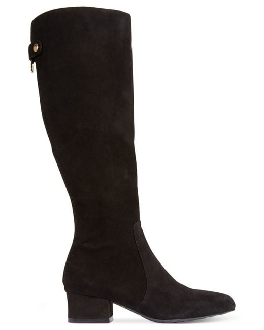 Anne klein Camden Wide Calf Dress Boots in Black (Black Suede) | Lyst