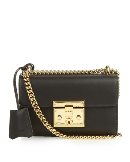 Gucci Padlock Mini Leather Shoulder Bag in Black | Lyst