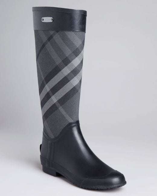 Download Burberry Rain Boots - Clemence Check in Black (charcoal ...