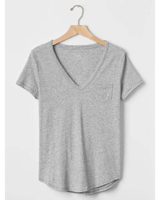 Download Gap Vintage Wash V-neck Tee in Gray (heather grey) | Lyst