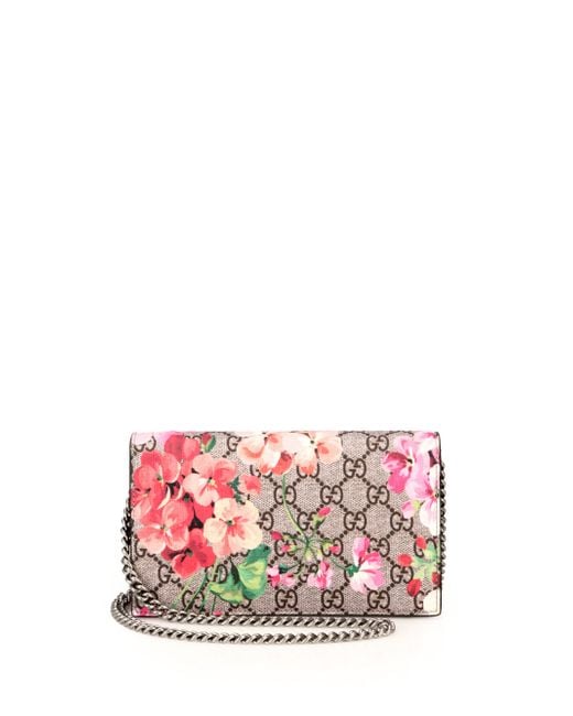 Gucci Gg Blooms Supreme Chain Wallet in Pink (rose-beige) | Lyst
