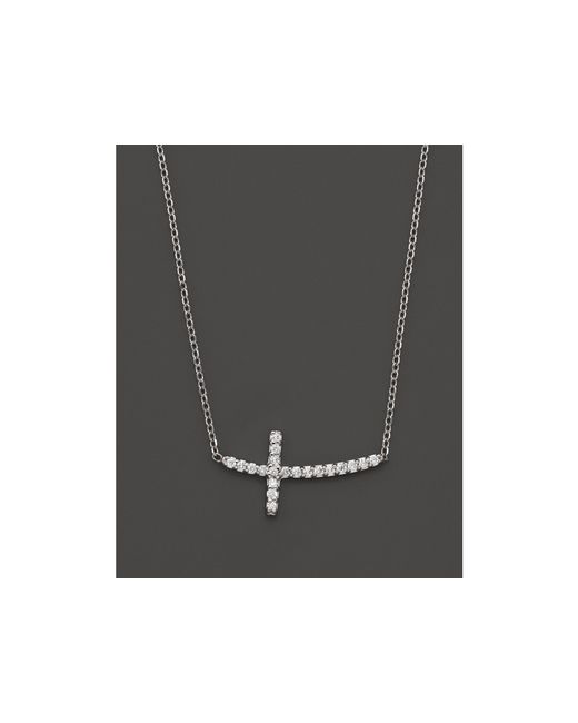 Kc designs Small Diamond Sideways Cross Pendant Necklace In 14k White Gold, .10 Ct. T.w. in 
