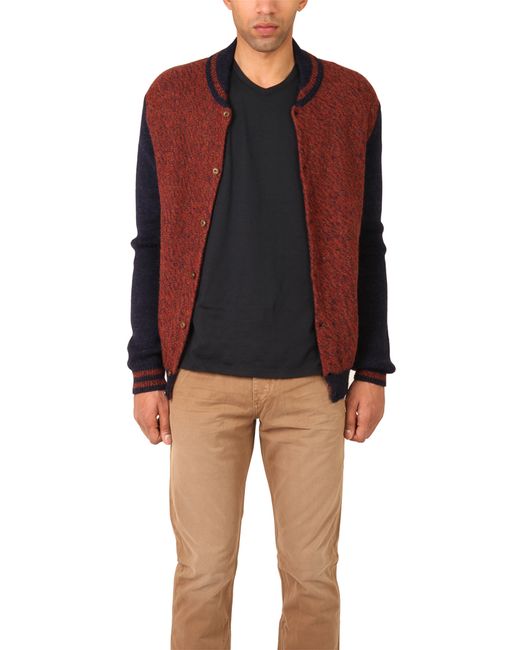 Monsieur lacenaire Knitted Varsity Jacket in Brown for Men Lyst