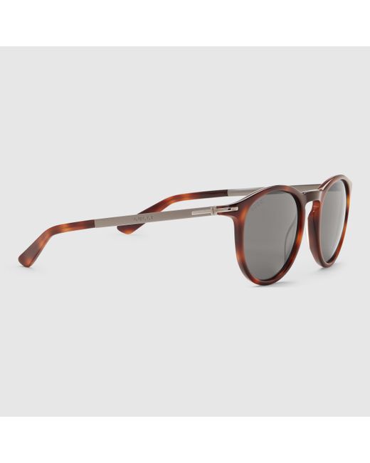 gucci round acetate tortoise sunglasses