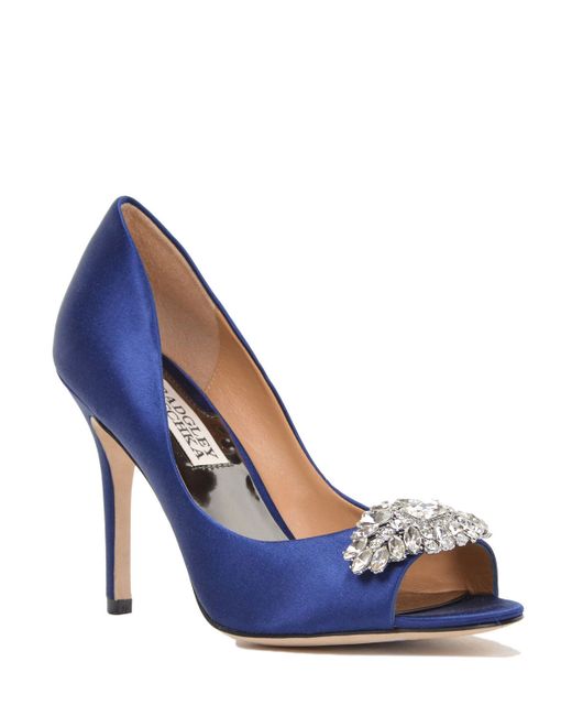 Badgley mischka Lavender Widewidth Peeptoe Pump in Blue