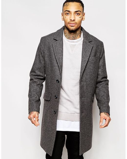 Asos Wool Overcoat In Dark Grey in Gray for Men (Lightgrey) - Save 50% ...