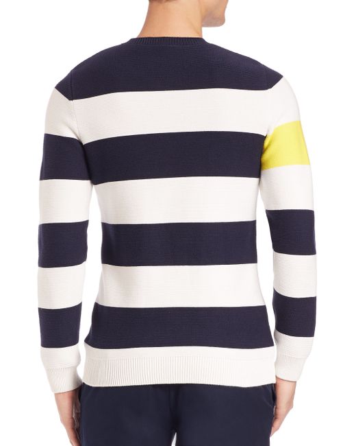 Lacoste Nautical Thick Stripe Sweater in Blue for Men | Lyst