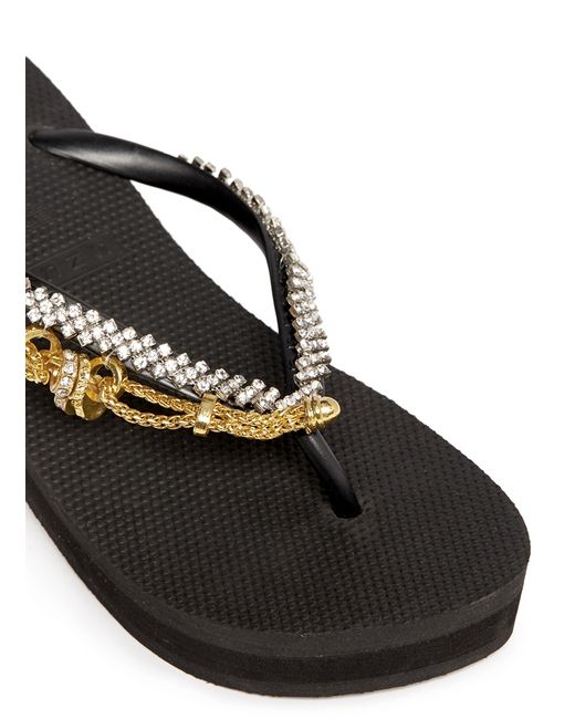 crystal wedge flip flops